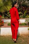 Linen Bloom_Red 100% Linen Plain Pencil Pant _at_Aza_Fashions