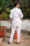 Linen Bloom_White 100% Linen Embroidered Scribble Collar Shirt_Online_at_Aza_Fashions