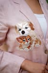 Shop_Linen Bloom_Pink 100% Linen Embroidered Dog And Cat Notched Lapel & Blazer_at_Aza_Fashions