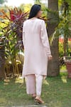 Shop_Linen Bloom_Pink 100% Linen Embroidered Flower Band Collar Garden Tunic _at_Aza_Fashions