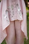 Shop_Linen Bloom_Pink 100% Linen Embroidered Flower Band Collar Garden Tunic _Online_at_Aza_Fashions