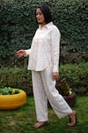 Shop_Linen Bloom_Yellow 100% Linen Printed Polka Dot Pant _Online_at_Aza_Fashions