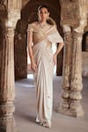 Buy_Kamaali Couture_Gold Glass Organza Embellished Sequin Drop Ishik Bodice Saree Gown  _at_Aza_Fashions