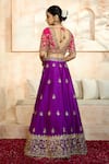 Preeti S Kapoor x AZA_Purple Blouse And Lehenga Dupion Embroidered Floral V Neck Gota Set _Online