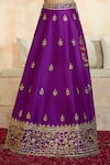 Buy_Preeti S Kapoor x AZA_Purple Blouse And Lehenga Dupion Embroidered Floral V Neck Gota Set _Online