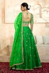 Shop_Preeti S Kapoor x AZA_Green Blouse And Lehenga Dupion Embroidered Floral Sweetheart Gota Set _at_Aza_Fashions