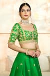 Buy_Preeti S Kapoor x AZA_Green Blouse And Lehenga Dupion Embroidered Floral Sweetheart Gota Set _Online_at_Aza_Fashions