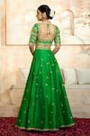 Buy_Preeti S Kapoor x AZA_Green Blouse And Lehenga Dupion Embroidered Floral Sweetheart Gota Set _Online