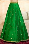 Shop_Preeti S Kapoor x AZA_Green Blouse And Lehenga Dupion Embroidered Floral Sweetheart Gota Set _Online