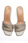 Shop_Nidhi Bhandari_Gold Swarovski Embellished Block Heels_at_Aza_Fashions