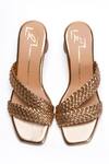 Shop_Nidhi Bhandari_Rose Gold Swarovski Braided Pattern Block Heels_at_Aza_Fashions