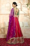 Shop_Preeti S Kapoor x AZA_Fuchsia Blouse And Lehenga Dupion Embroidered Floral V Neck Gota Vine Set _at_Aza_Fashions