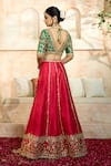 Shop_Preeti S Kapoor x AZA_Fuchsia Blouse And Lehenga Dupion Embroidered Floral V Neck Gota Vine Set 