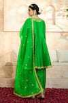 Shop_Preeti S Kapoor x AZA_Green Anarkali And Salwar Dupion Embroidered Floral Round Gota Set _at_Aza_Fashions