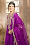 Buy_Preeti S Kapoor x AZA_Purple Anarkali And Salwar Dupion Embroidered Floral Round Gota Short Set 