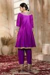 Preeti S Kapoor x AZA_Purple Anarkali And Salwar Dupion Embroidered Floral Round Gota Short Set _Online