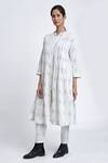 Buy_Jayati Goenka_White Cotton Block Print Diamond Robe Shawl Collar Pant Set _at_Aza_Fashions
