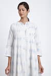 Jayati Goenka_White Cotton Block Print Diamond Robe Shawl Collar Pant Set _at_Aza_Fashions