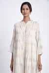 Jayati Goenka_White Cotton Block Print Diamond Robe Shawl Collar Pant Set _at_Aza_Fashions