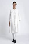 Buy_Jayati Goenka_White Cotton Plain Robe Shawl Collar Pintuck Pant Set _Online_at_Aza_Fashions