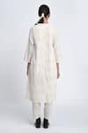 Shop_Jayati Goenka_White Cotton Block Print Geometric Robe Shawl Collar Pant Set _at_Aza_Fashions