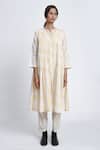 Buy_Jayati Goenka_White Cotton Block Print Geometric Robe Shawl Collar Pant Set _Online_at_Aza_Fashions