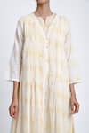 Buy_Jayati Goenka_White Cotton Block Print Geometric Robe Shawl Collar Pant Set 