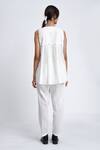 Shop_Jayati Goenka_White Cotton Plain Notched Flared Top And Pant Set _at_Aza_Fashions