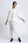 Buy_Jayati Goenka_White Cotton Plain Round Neck Top And Pant Set _at_Aza_Fashions