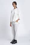 Jayati Goenka_White Cotton Plain Round Neck Top And Pant Set _Online_at_Aza_Fashions