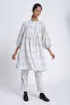 Buy_Jayati Goenka_White Cotton Block Print Diamond Round Tunic And Trouser Set _at_Aza_Fashions