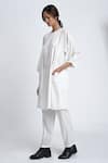 Buy_Jayati Goenka_White Cotton Plain Round Tunic And Trouser Set _Online_at_Aza_Fashions