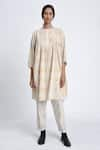 Buy_Jayati Goenka_White Cotton Block Print Geometric Round Tunic And Trouser Set _at_Aza_Fashions