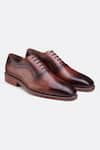 HATS OFF ACCESSORIES_Brown Plain Genuine Leather Oxford Shoes _Online_at_Aza_Fashions