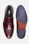 Shop_HATS OFF ACCESSORIES_Red Genuine Leather Solid Oxford Shoes _at_Aza_Fashions