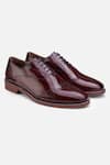 HATS OFF ACCESSORIES_Red Genuine Leather Solid Oxford Shoes _Online_at_Aza_Fashions