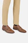 Buy_Hats Off Accessories_Brown Solid Genuine Leather Monk Strap Shoes _at_Aza_Fashions