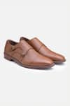 HATS OFF ACCESSORIES_Brown Solid Genuine Leather Monk Strap Shoes _Online_at_Aza_Fashions