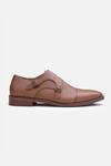 Buy_Hats Off Accessories_Brown Solid Genuine Leather Monk Strap Shoes _Online_at_Aza_Fashions