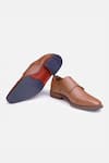 Shop_HATS OFF ACCESSORIES_Brown Solid Genuine Leather Monk Strap Shoes _Online_at_Aza_Fashions