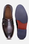 Shop_Hats Off Accessories_Brown Plain Genuine Leather Monk Strap Shoes _at_Aza_Fashions