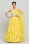 Buy_Khwaab by Sanjana Lakhani_Yellow Net Embellished 3d Sunflower Sweetheart Blouse Lehenga Set_at_Aza_Fashions