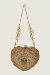 Doux Amour_Gold Embroidery, Beads Heart-shaped Clutch _Online_at_Aza_Fashions