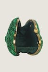 Buy_Doux Amour_Green Embroidery Heart-shaped Clutch _Online_at_Aza_Fashions