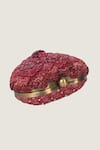 Buy_Doux Amour_Red Embroidered Heart-shaped Clutch _Online_at_Aza_Fashions