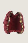 Shop_Doux Amour_Red Embroidered Heart-shaped Clutch _Online_at_Aza_Fashions