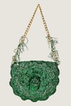 Doux Amour_Green Embroidery Mini Clutch _Online_at_Aza_Fashions