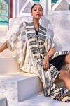 Buy_House of Fett_Black Crochet Net V Neck Hawaii Cape With Dress _Online_at_Aza_Fashions