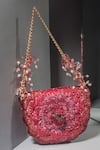 Buy_Doux Amour_Red Embroidery, Beads Mini Clutch _at_Aza_Fashions