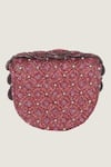 Doux Amour_Red Embroidery, Beads Mini Clutch _Online_at_Aza_Fashions